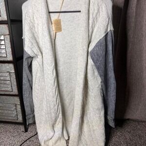 Grey and blue denim cardigan with a relaxed fit, Size: S #knitwear #cardigan